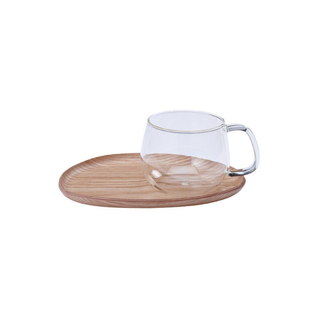 Fika Cafe Sweets Set - Wood Tray & Glass Mug