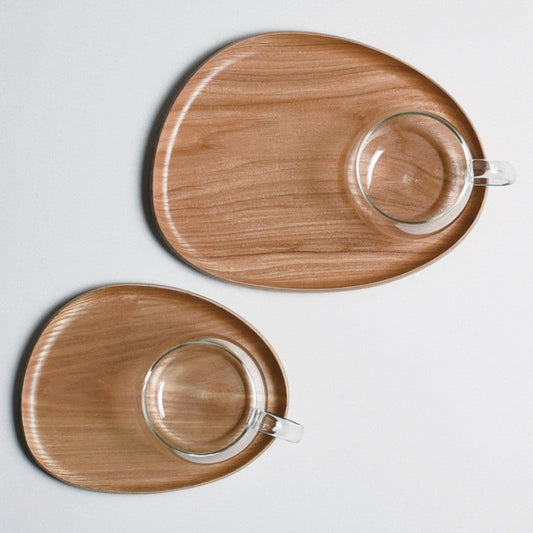 Fika Cafe Sweets Set - Wood Tray & Glass Mug