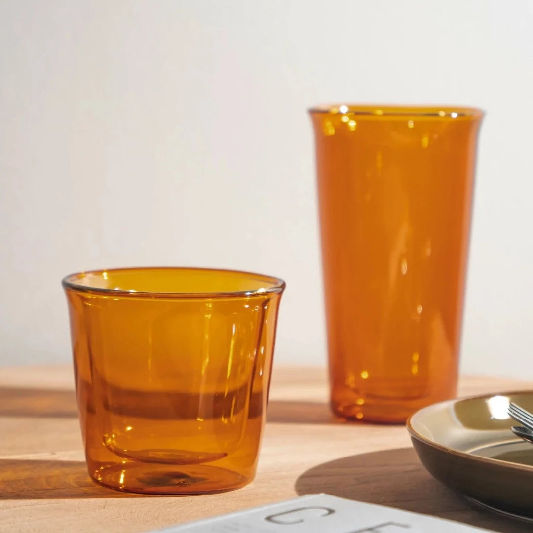KINTO | CAST DOUBLE WALL ROCK GLASS | AMBER