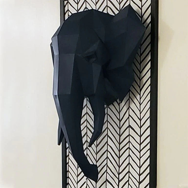 Elephant Head - Wall Art - Black