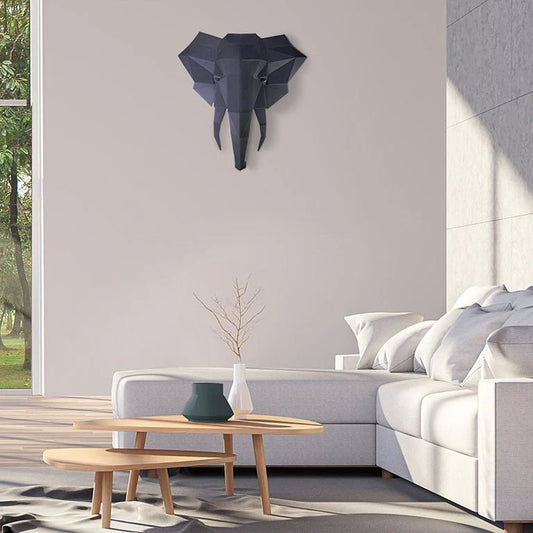 Elephant Head - Wall Art - Black