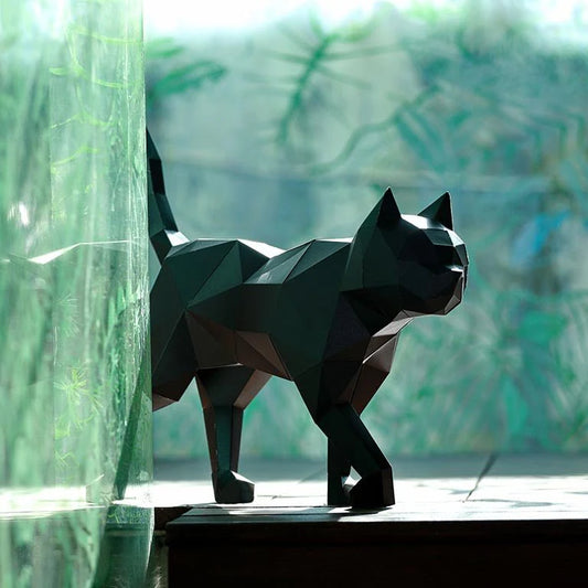 Cat - 3D Model Standing - Black