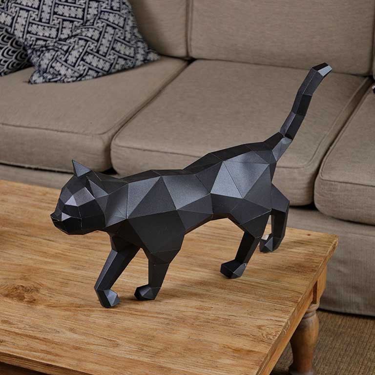 Cat - 3D Model Standing - Black