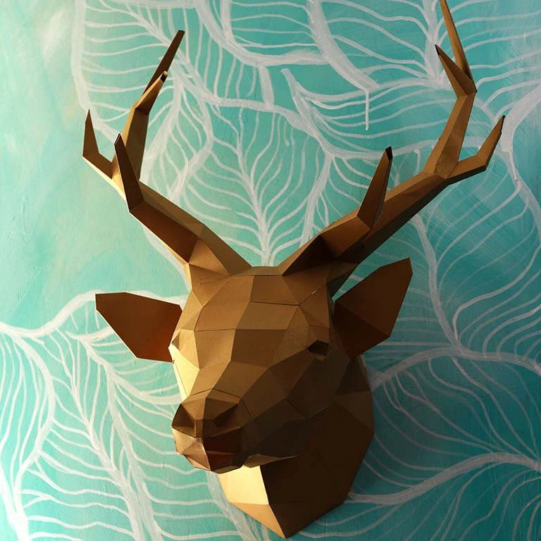 Deer Head - Wall Art - Gold