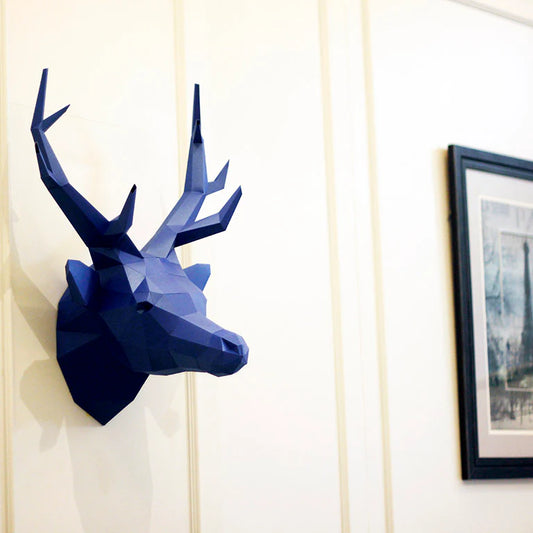 Deer Head - Wall Art - Blue