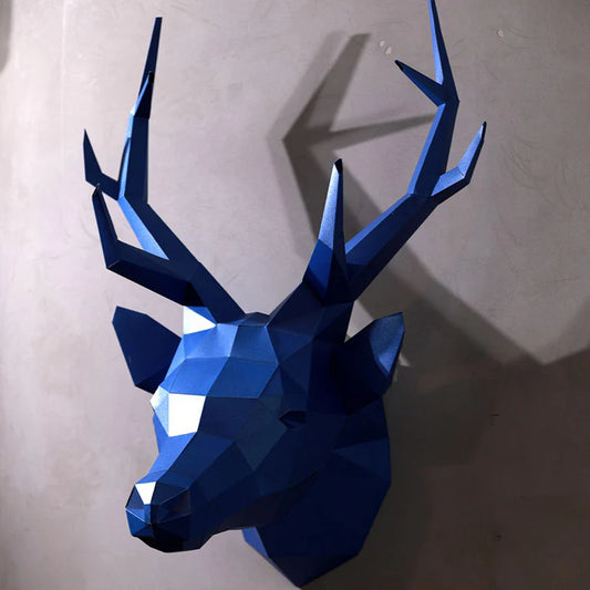 Deer Head - Wall Art - Blue