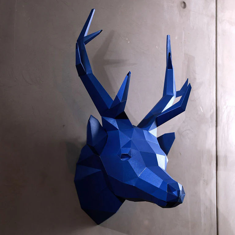 Deer Head - Wall Art - Blue