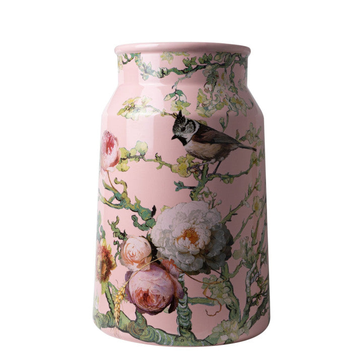 Vase Milk Churn forest birds pink