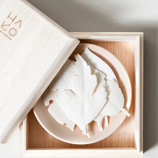 HA KO Paper Incense - Wooden Box Set of 6 With Incense Mat and Dish