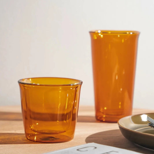 KINTO | CAST DOUBLE WALL ROCK GLASS | AMBER